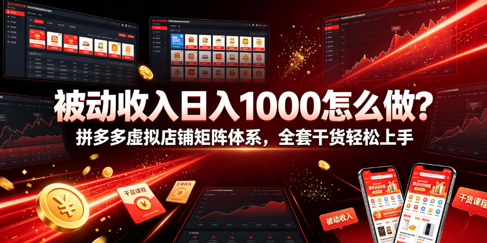 被动收入日入1000怎么做？拼多多虚拟店铺矩阵体系，全套干货轻松上手【揭秘】-梦清研习社