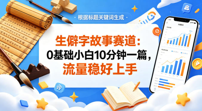 公众号流量主——生僻字故事赛道，流量稳，好上手，0基础小白也能10分钟一篇-梦清研习社