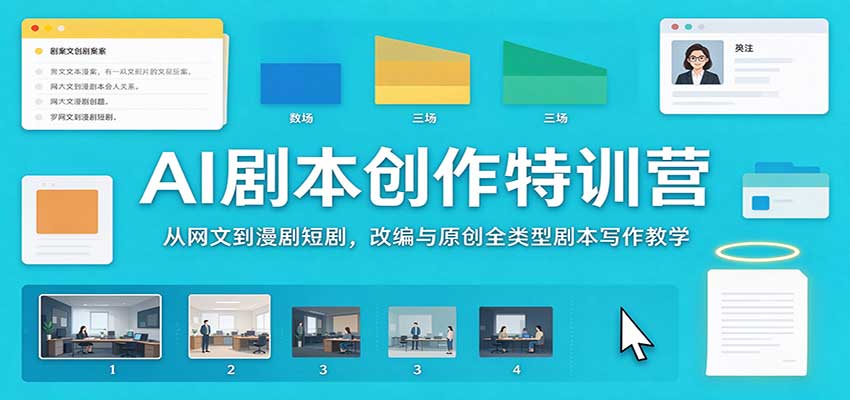 AI剧本创作特训营:从网文到漫剧短剧,改编与原创全类型剧本写作教学-梦清研习社