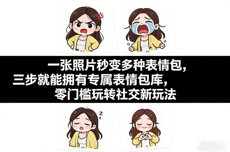 一张照片秒变多种表情包，三步就能拥有专属表情包库，零门槛玩转社交新玩法【文档】-梦清研习社
