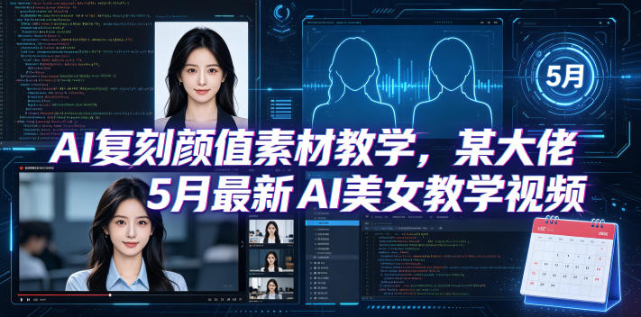 AI复刻颜值素材教学，某大佬5月最新AI美女教学视频，内含4月好物复刻教学-梦清研习社