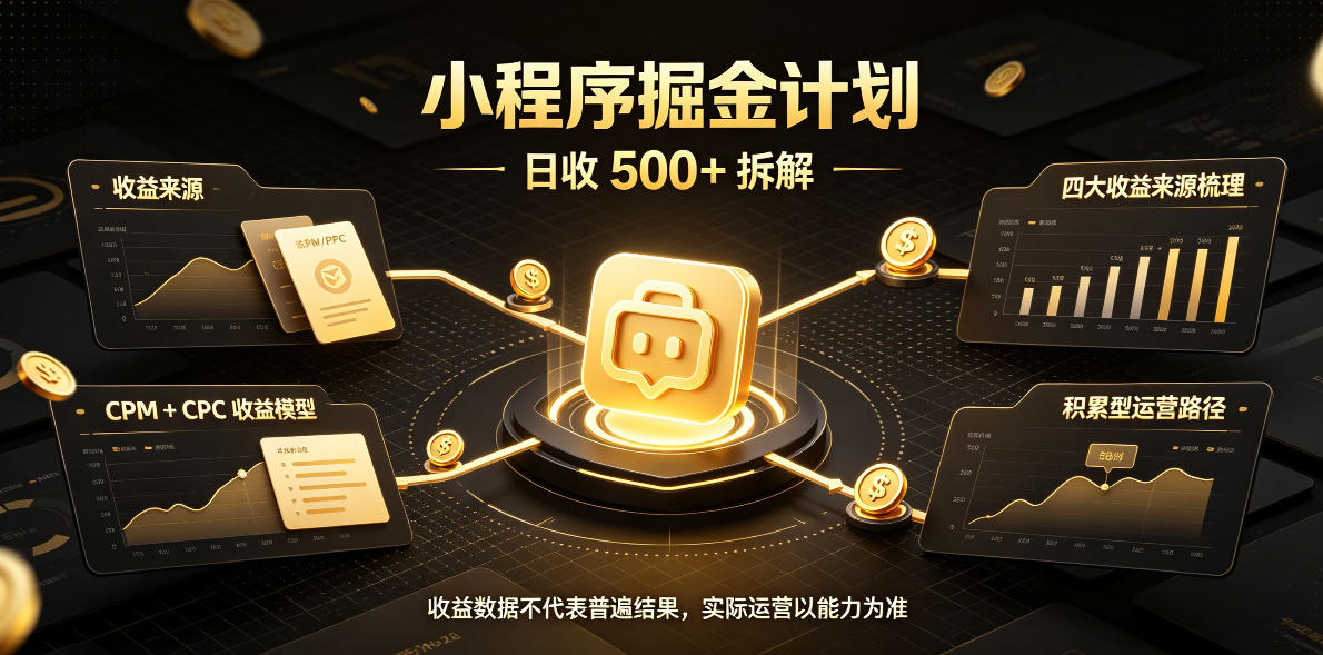 小程序推广计划，日收500+，腾讯官方打款，客户留存率高，收益长期稳定【揭秘】-梦清研习社