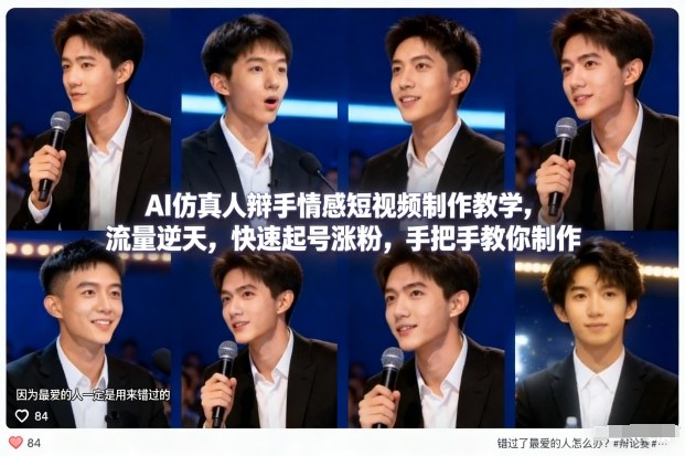 AI仿真人辩手情感短视频制作教学，流量逆天，快速起号涨粉，手把手教你制作-梦清研习社