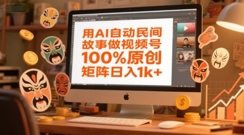 用AI自动民间故事做视频号,100%原创,矩阵日入1k+-梦清研习社