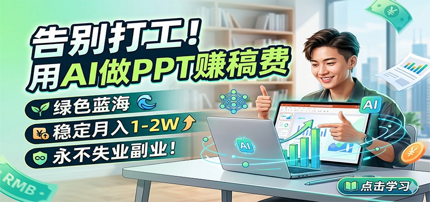 告别打工！用AI做PPT赚稿费，绿色蓝海，稳定月入1-2W，永不失业副业！-梦清研习社