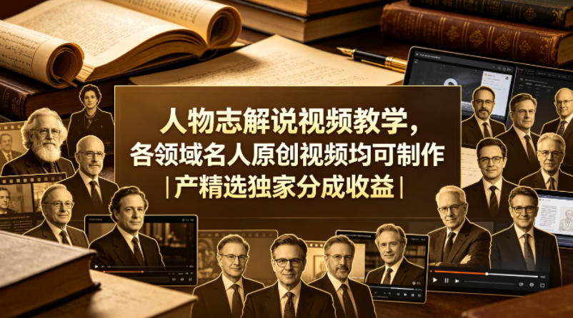 人物志解说视频教学，各领域名人原创视频均可制作丨精选独家分成收益(更新0430)-梦清研习社
