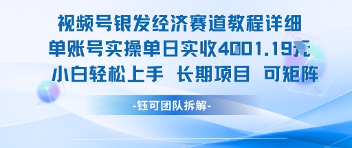视频号银发经济赛道单账号实操单日实收1k+，小白轻松上手长期项目-梦清研习社