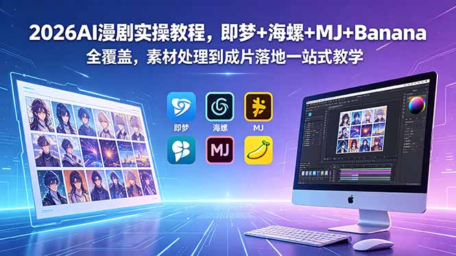 2026AI漫剧实操教程,即梦+海螺+MJ+Banana全覆盖,素材处理到成片落地一站式教学-梦清研习社
