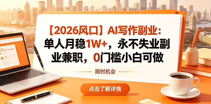 【2026风口】AI写作副业：单人月稳1W+，永不失业副业兼职，0门槛小白可做【揭秘】-梦清研习社