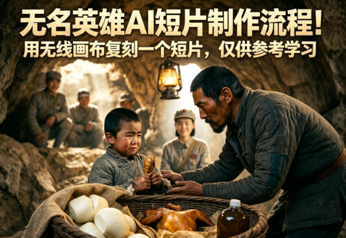 无名英雄AI短片制作流程！用无线画布复刻一个短片，仅供参考学习-梦清研习社