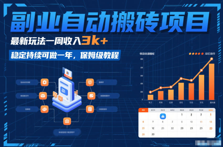 副业自动搬砖项目，最新玩法一周收入3k+，稳定持续可做一年，保姆级教程【揭秘】-梦清研习社