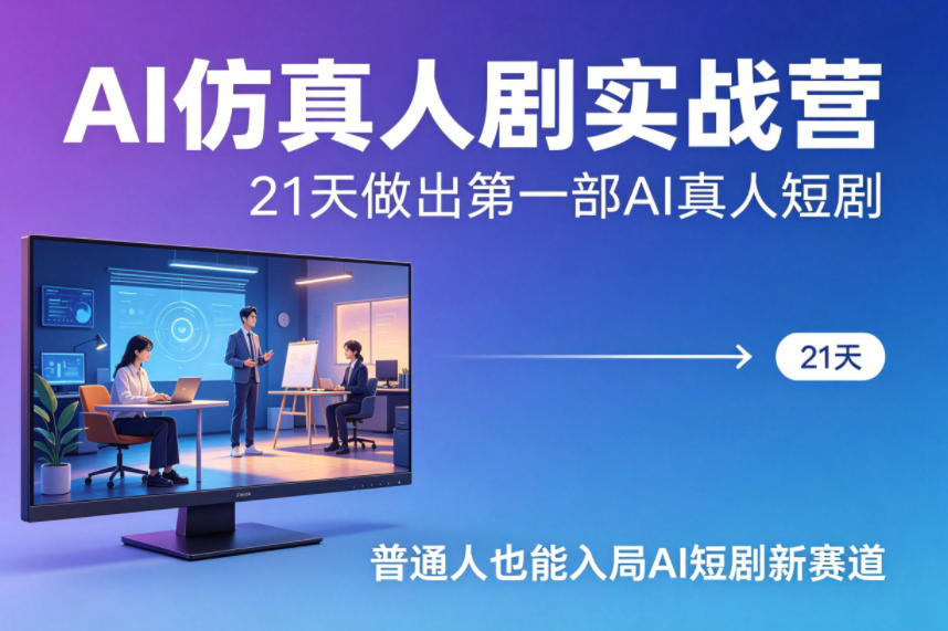 AI仿真人剧实战营,21天做出第一部AI真人短剧,普通人也能入局AI短剧新赛道-梦清研习社