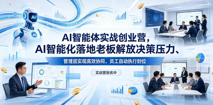 AI智能体实战创业营26年4月23-25号线下课，AI智能化落地老板解放决策压力、管理层实现高效协同、员工自动执行到位-梦清研习社