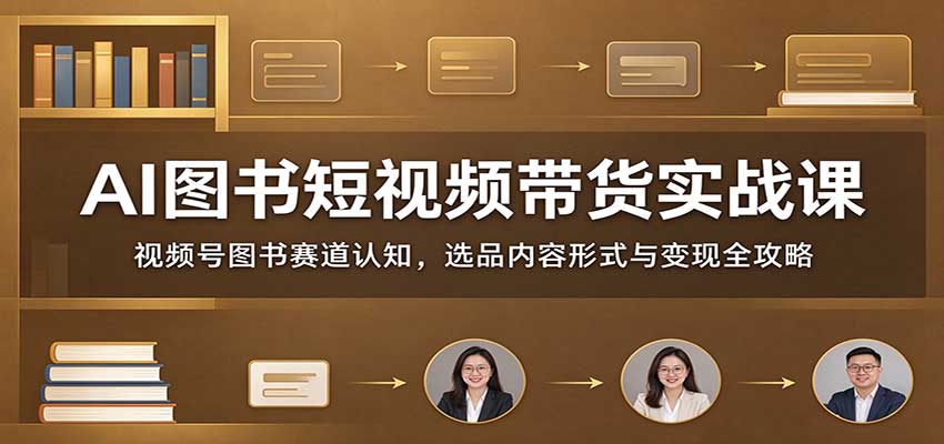 AI图书短视频带货实战课：视频号图书赛道认知，选品内容形式与变现全攻略-梦清研习社