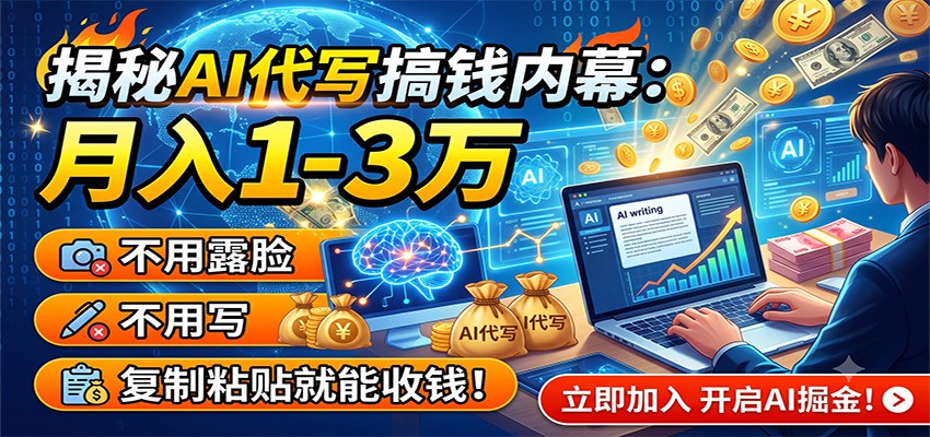 揭秘AI代写搞钱内幕：月入1-3万，不用露脸不用写，复制粘贴就能收钱！-梦清研习社