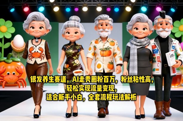 银发养生赛道，AI走秀圈粉百万，粉丝粘性高，轻松实现流量变现，适合新手小白，全套流程玩法解析-梦清研习社