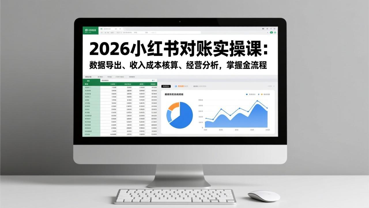 2026小红书对账实操课:数据导出、收入成本核算、经营分析,掌握全流程-梦清研习社