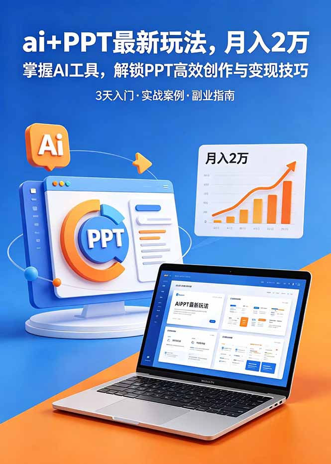 ai+PPT最新玩法,月入2万掌握AI工具,解锁PPT高效创作与变现技巧3天入门,实战案例·副业指南-梦清研习社