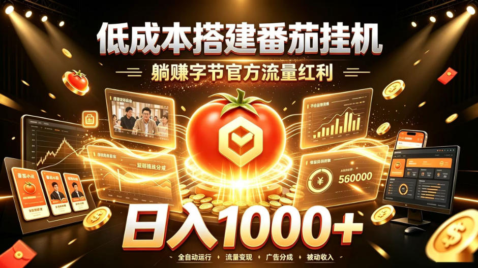 低成本搭建番茄挂G,躺賺字节官方流量红利,日入1k+,全程傻瓜式落地【揭秘】-梦清研习社