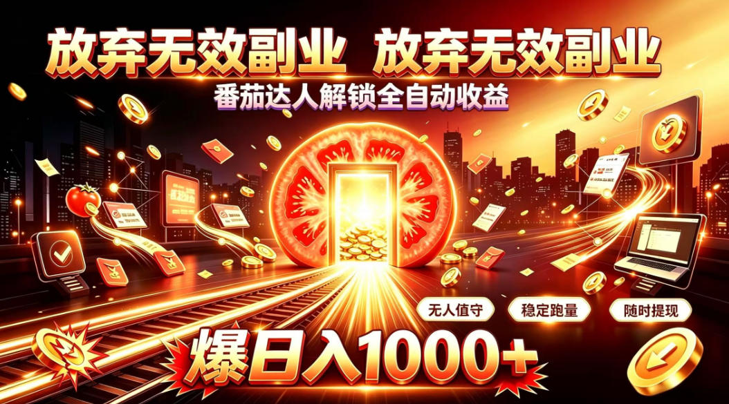 放弃无效副业，番茄达人解锁全自动收益，日入1k+，门槛最低的线上轻资产项目【揭秘】-梦清研习社