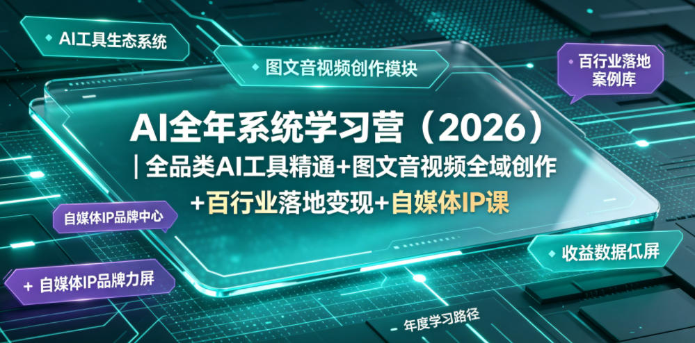 AI全年系统学习营(2026)｜全品类AI工具精通+图文音视频全域创作+百行业落地变现+自媒体IP打造年度进阶大课-梦清研习社