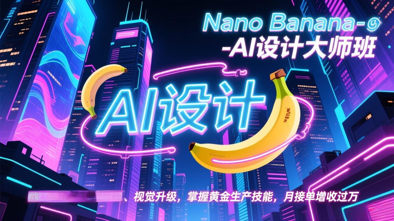 Nano Banana-AI设计大师班，修图合成、广告创作、视觉升级，掌握黄金生产技能，月接单增收过万-梦清研习社
