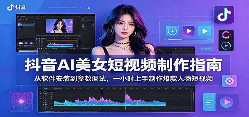 抖音AI美女短视频制作指南：从软件安装到参数调试，一小时上手制作爆款人物短视频-梦清研习社