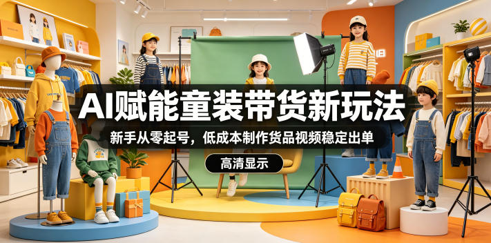 AI赋能童装带货新玩法，新手从零起号，低成本制作货品视频稳定出单-梦清研习社