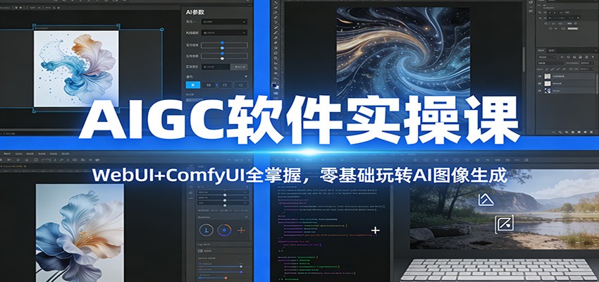 AIGC软件实操课:WebUI+ComfyUI全掌握,零基础玩转AI图像生成-梦清研习社