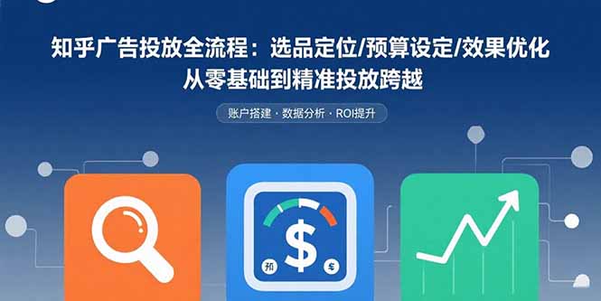 知乎广告投放全流程：选品定位/预算设定/效果优化 从零基础到精准投放跨越-梦清研习社