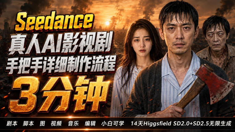 3分钟真人AI影视剧怎么做？SD 2.0手把手完整制作流程｜Higgsfield 14天SD 2.0/2.5无限生成-梦清研习社
