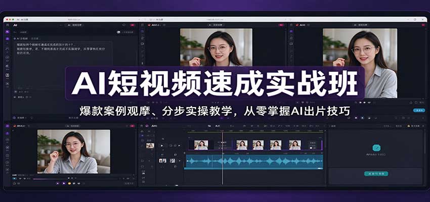 AI短视频速成实战班：爆款案例观摩、分步实操教学，从零掌握AI出片技巧-梦清研习社