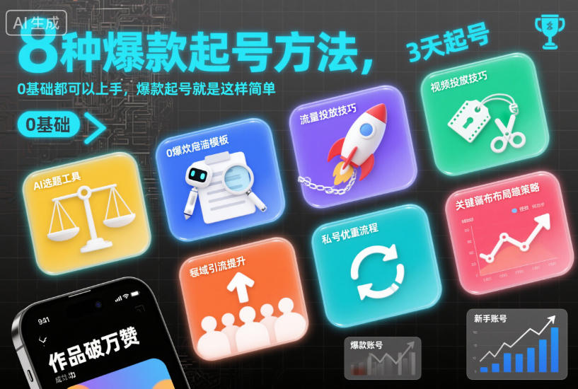 8种爆款起号方法，0基础都可以上手，爆款起号就是这样简单-梦清研习社
