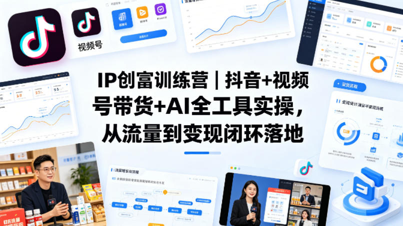IP创富训练营｜抖音+视频号带货+AI全工具实操，从流量到变现闭环落地-梦清研习社