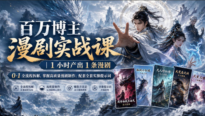 百万博主漫剧实战课｜1小时产出1条漫剧，0‑1全流程拆解，掌握高质量漫剧制作，配套全套实操提示词-梦清研习社