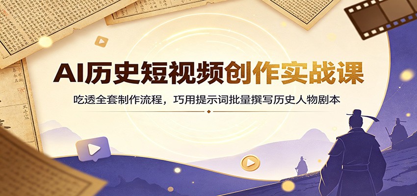 AI历史短视频创作实战课：吃透全套制作流程，巧用提示词批量撰写历史人物剧本-梦清研习社