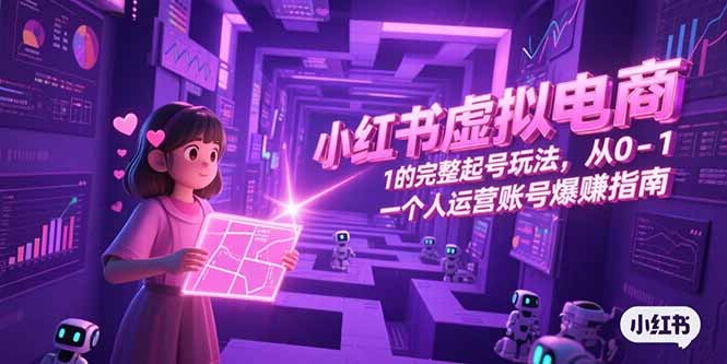 小红书虚拟电商,从0-1的完整起号玩法,一个人运营账号爆赚指南-梦清研习社