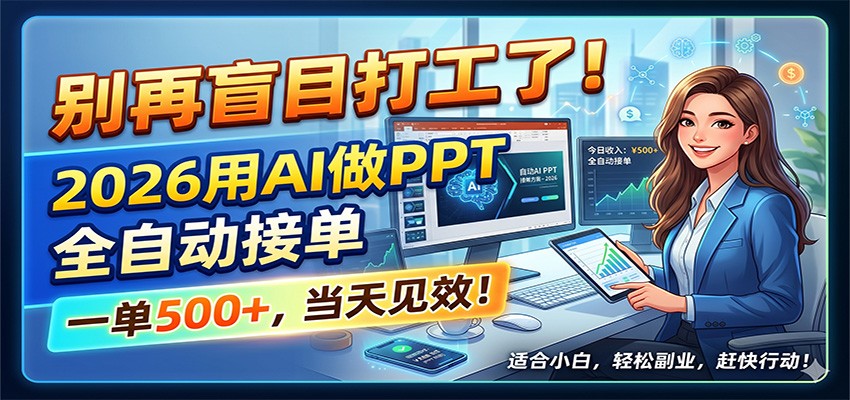 别再盲目打工了！2026用AI做PPT全自动接单，一单5张+，当天见效！-梦清研习社