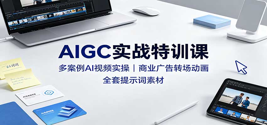 AIGC实战特训课：多案例AI视频实操，商业广告转场动画，全套提示词素材-梦清研习社