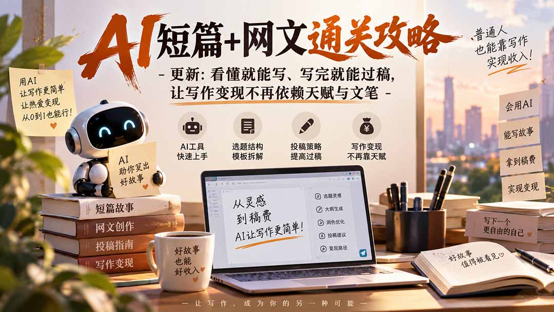 AI短篇+网文通关攻略-更新0921：看懂就能写、写完就能过稿，让写作变现不再依赖天赋与文笔-梦清研习社