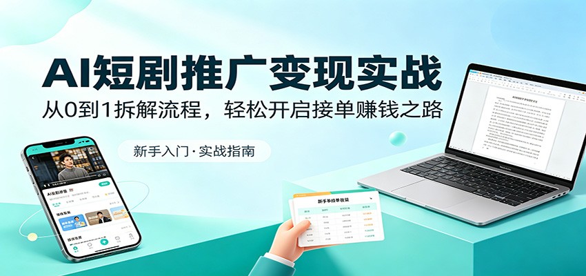 AI短剧推广变现实战：从0到1拆解流程，轻松开启接单赚钱之路-梦清研习社