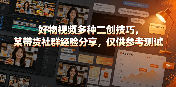 好物视频多种二创技巧，某带货社群经验分享，仅供参考测试-梦清研习社