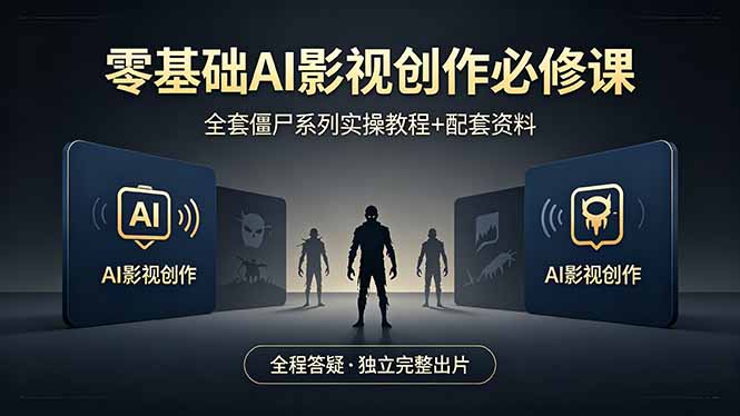 零基础AI影视创作必修课，全套僵尸系列实操教程加配套资料，全程答疑带你独立完整出片-梦清研习社