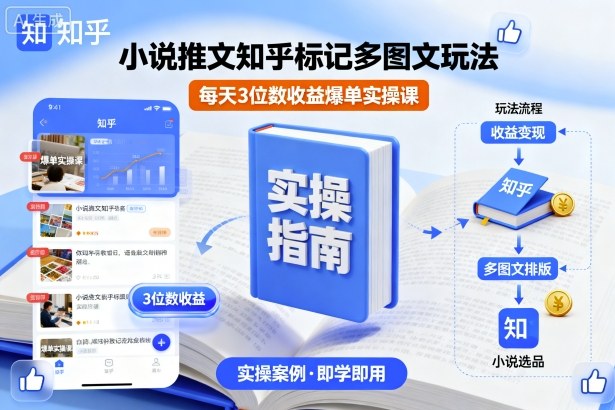 小说推文知乎标记多图文玩法，每天3位数收益爆单实操课-梦清研习社