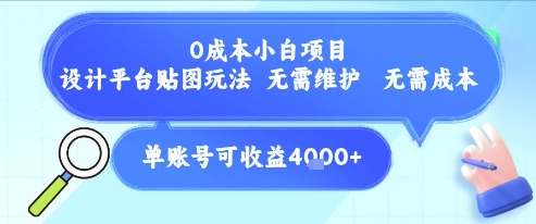 0成本小白项目,设计平台贴图玩法,无需维护,无需成本,单账号单月可产生收益4k+-梦清研习社