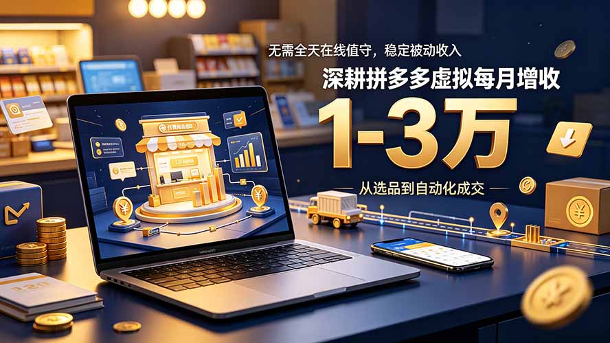 无需全天在线值守，稳定被动收入，深耕拼多多虚拟每月增收 1-3 万-梦清研习社