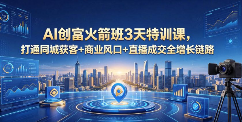 AI创富火箭班3天特训课，打通同城获客+商业风口+直播成交全增长链路，2026年4月新课-梦清研习社