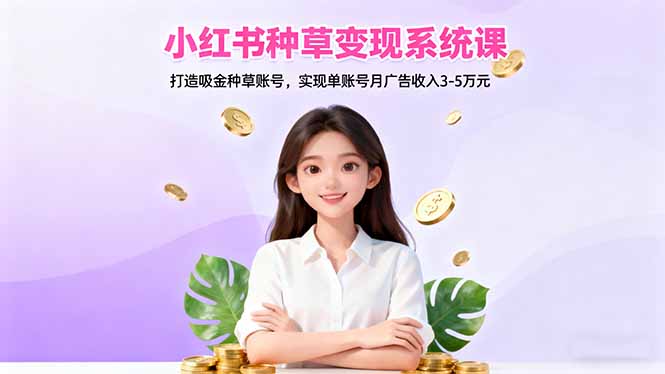 小红书种草变现系统课：打造吸金种草账号，实现单账号月广告收入3-5万元-梦清研习社