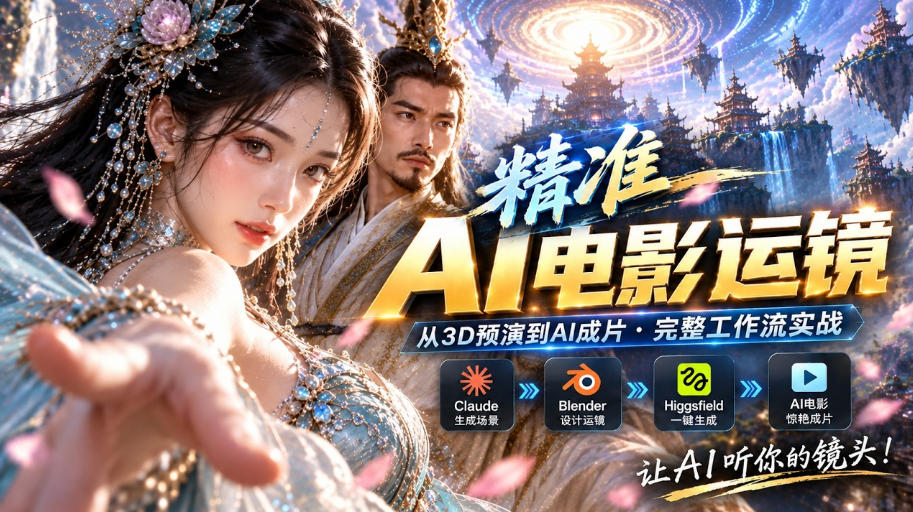 AI视频终于能精准运镜了！Claude+Blender+Higgsfield免费插件实测-梦清研习社