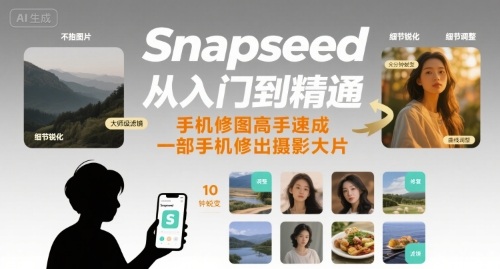 Snapseed从入门到精通，手机修图高手速成，一部手机就能修出摄影大片-梦清研习社